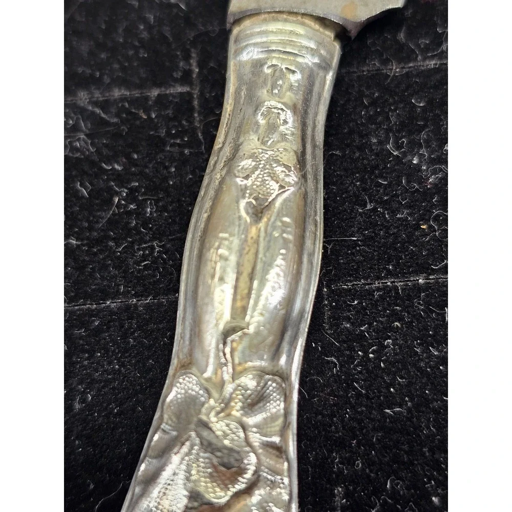 Butter Spreader Sterling Silver Handle Floral Art Nouveau Antique Silver
